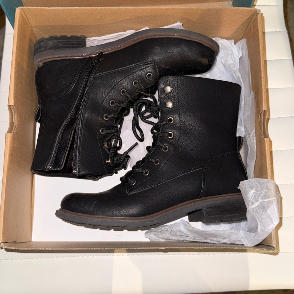 Black Lace-Up Ankle Boots